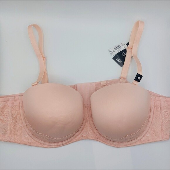 NEW TORRID Curve Push-Up Strapless Bra Size 46B Pink Lace Adjustable Underwire - Picture 2 of 6